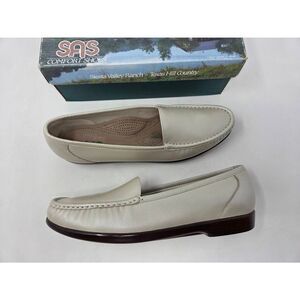 SAS SAN ANTONIO SHOES SIMPLIFY PEARL BONE LEATHER COMFORT LOAFER WOMENS 12 S EUC